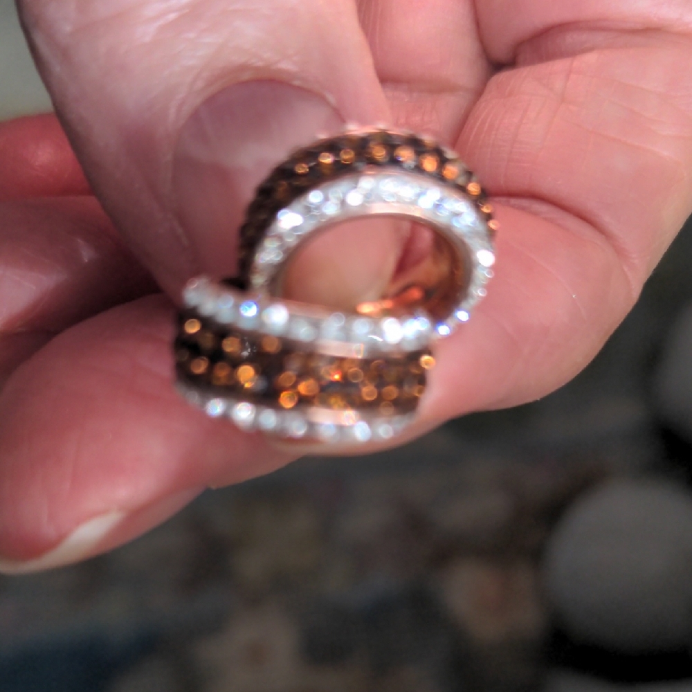 New Cinnamon Brown CZ Hoop Earrings, 14k Gold Over Sterling Silver, Sparkle